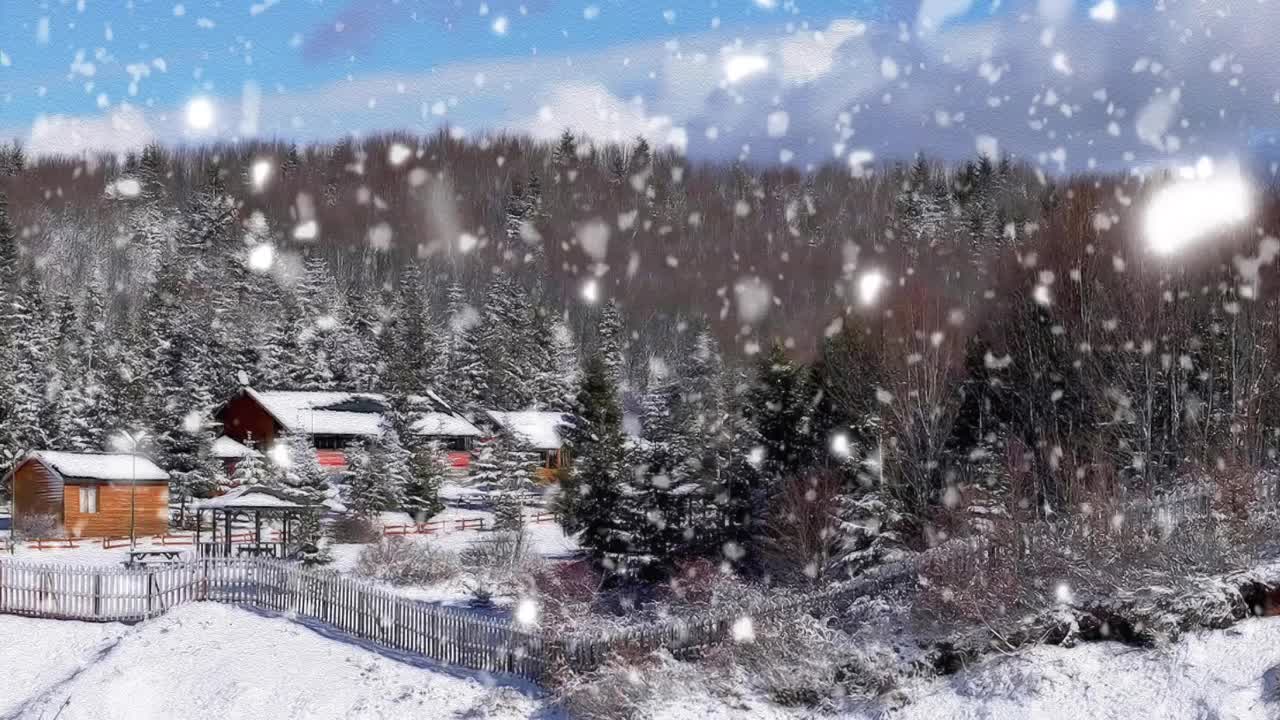 壮丽的自然美景和冬季的雪景。视频素材