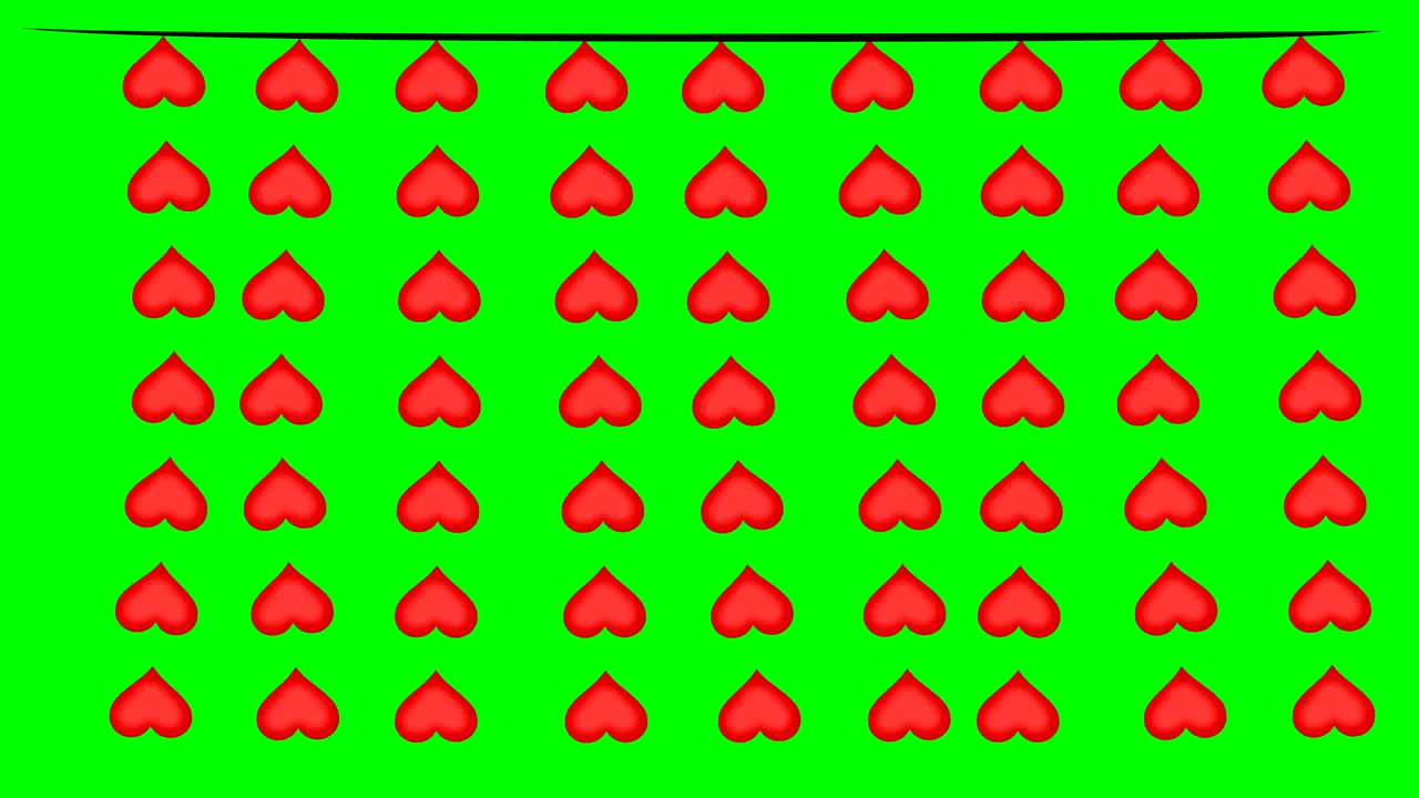 红色的心弦运动图形与绿色的屏幕背景视频素材