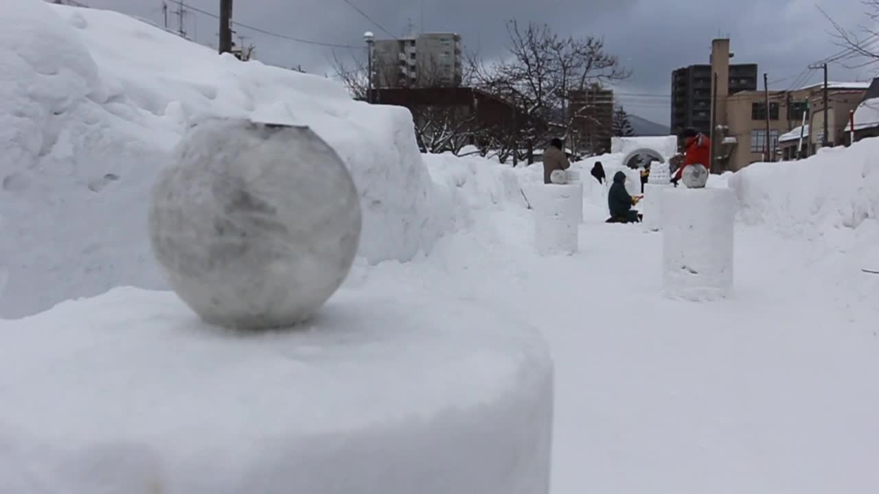 日本小樽雪灯节花灯，地点在日本北海道小樽。视频素材