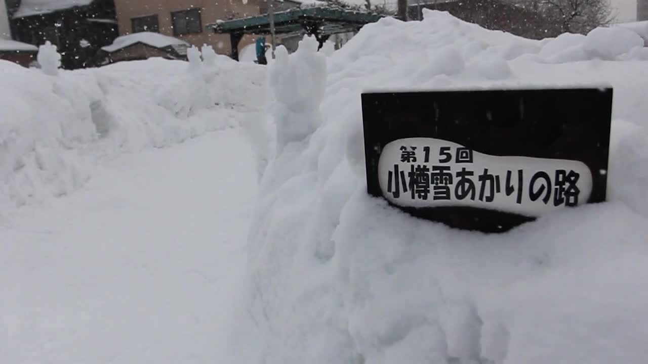 日本小樽雪灯节花灯，地点在日本北海道小樽。视频素材