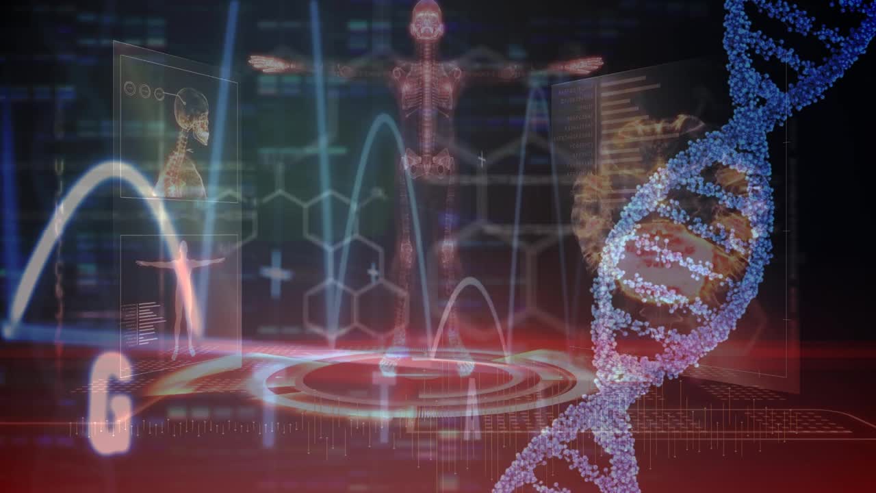 dna链的动画数据处理和数字人类视频素材