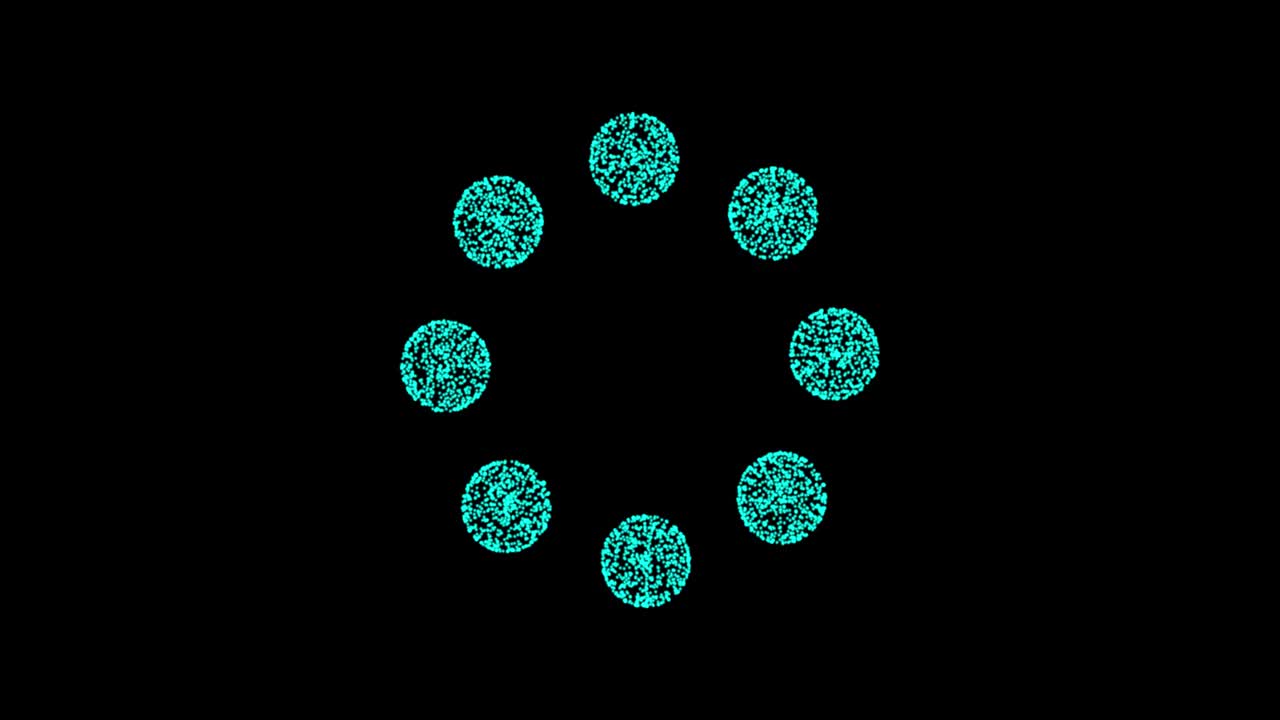 抽象技术蓝圈由动画圆点、粒子圆组成。混合模式视频素材