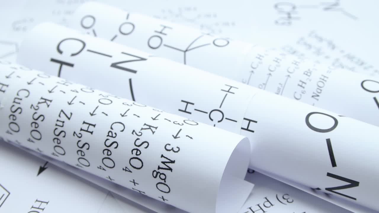 元素化学公式的纸图视频素材