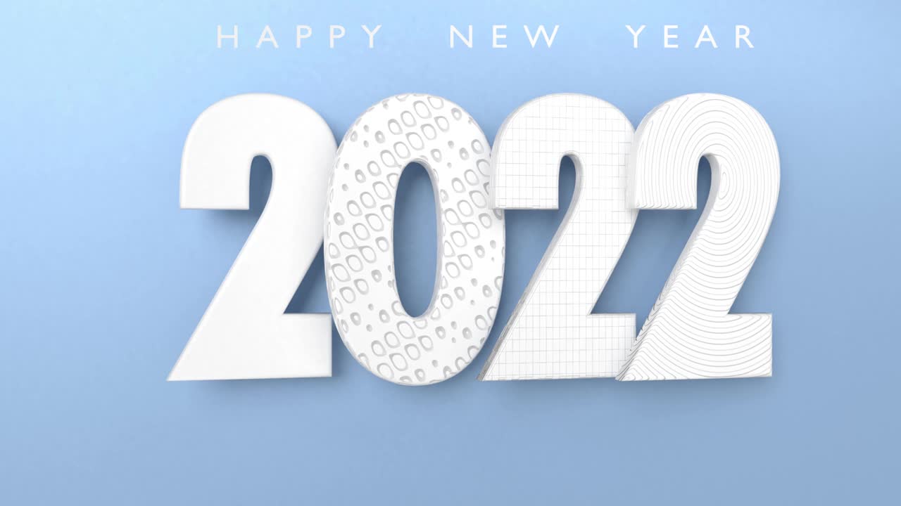 4K分辨率的2022蓝色背景新年贺卡视频素材