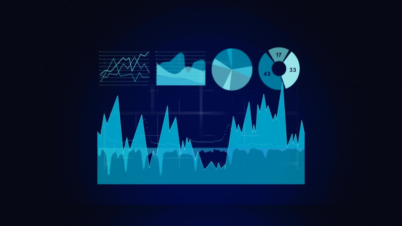 数字界面动画与数据处理在黑暗背景视频素材
