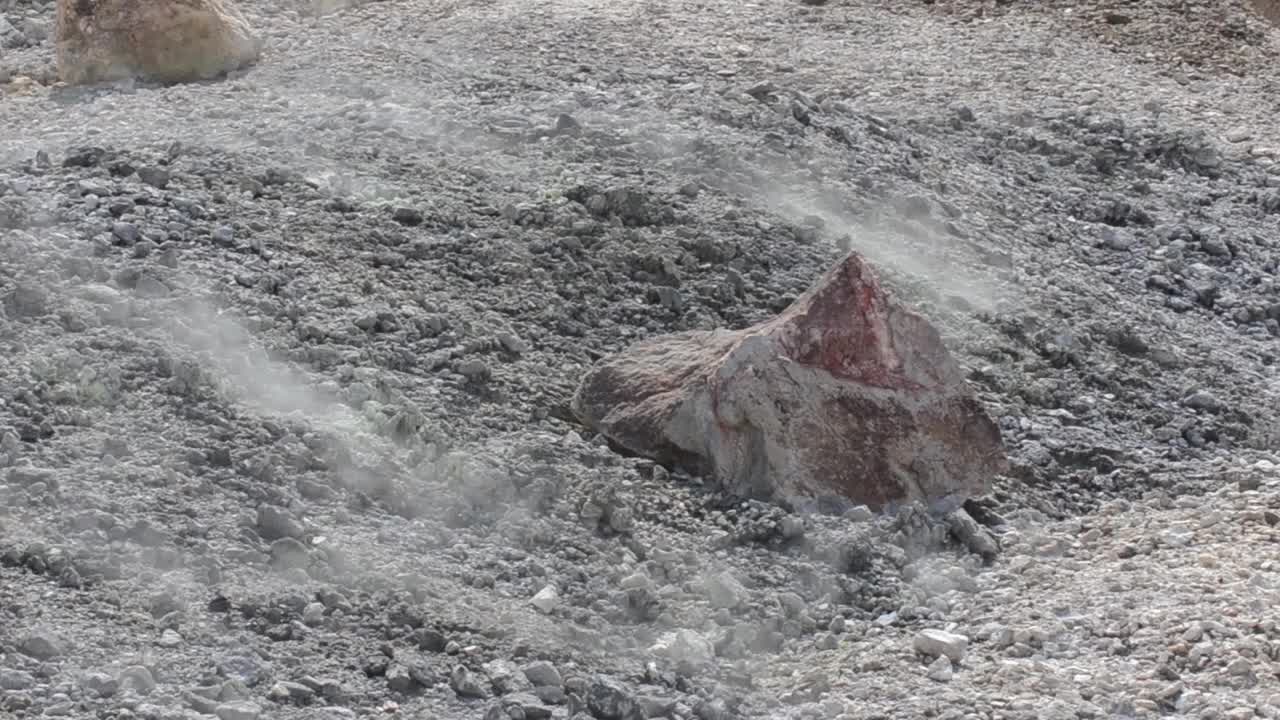 火山场，蒸汽，喷气孔，火山区，视频素材