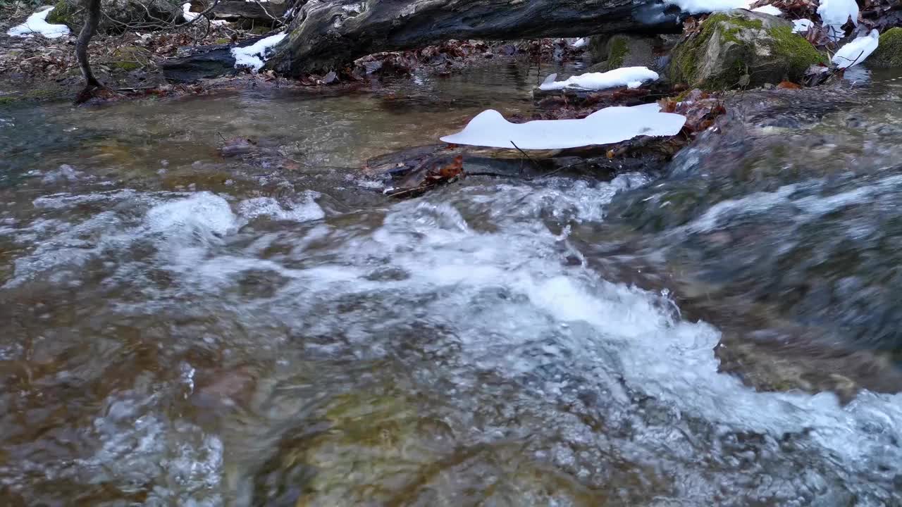 湍急的山间河流的特写镜头视频素材