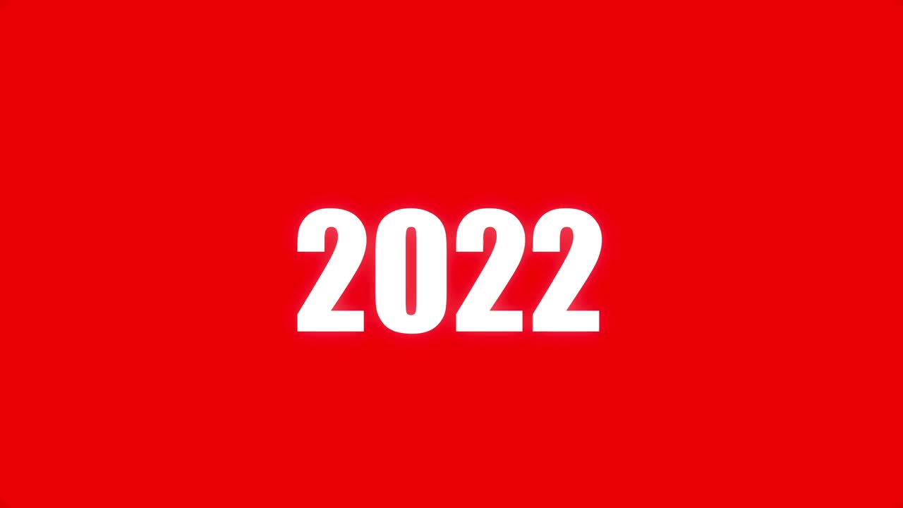 2022年新年快乐。现代文本动画新年2022在红色的背景。视频素材