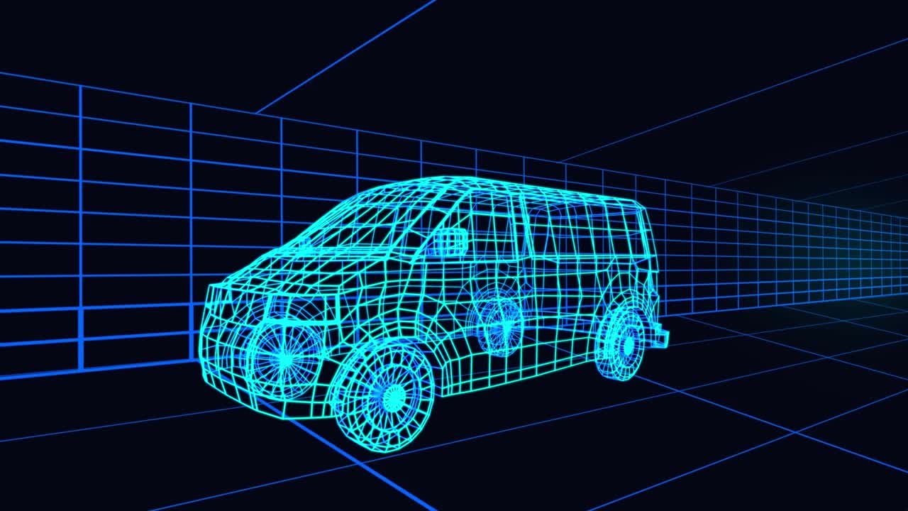 人脑动画和统计的三维绘图模型的货车和网格视频素材