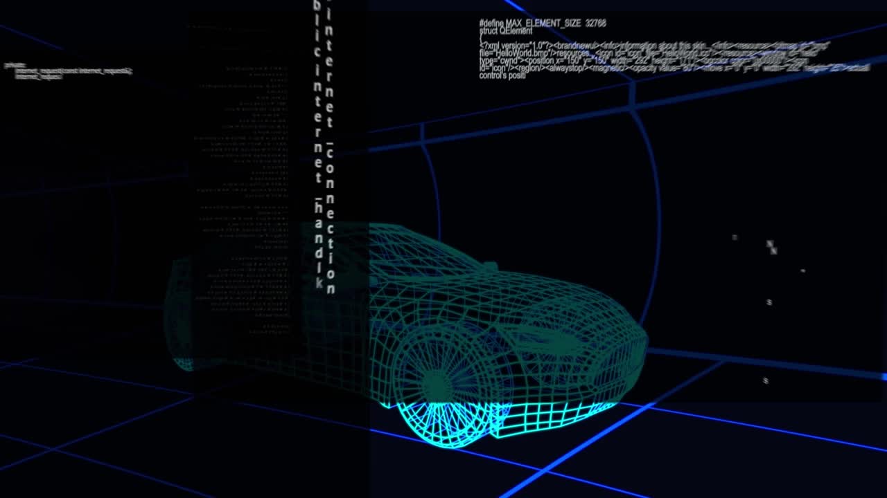 汽车三维绘图模型和网格数据处理动画视频素材