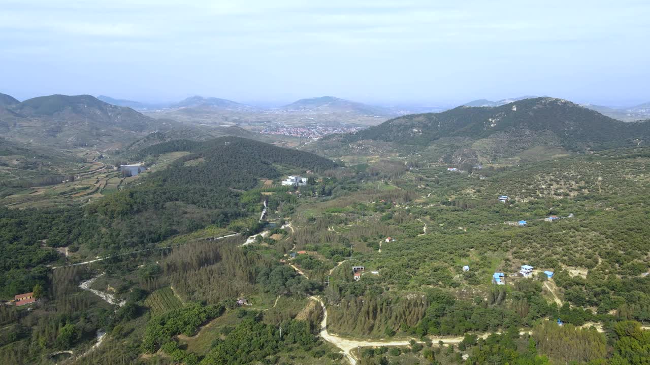 航拍户外山野田园风光视频素材