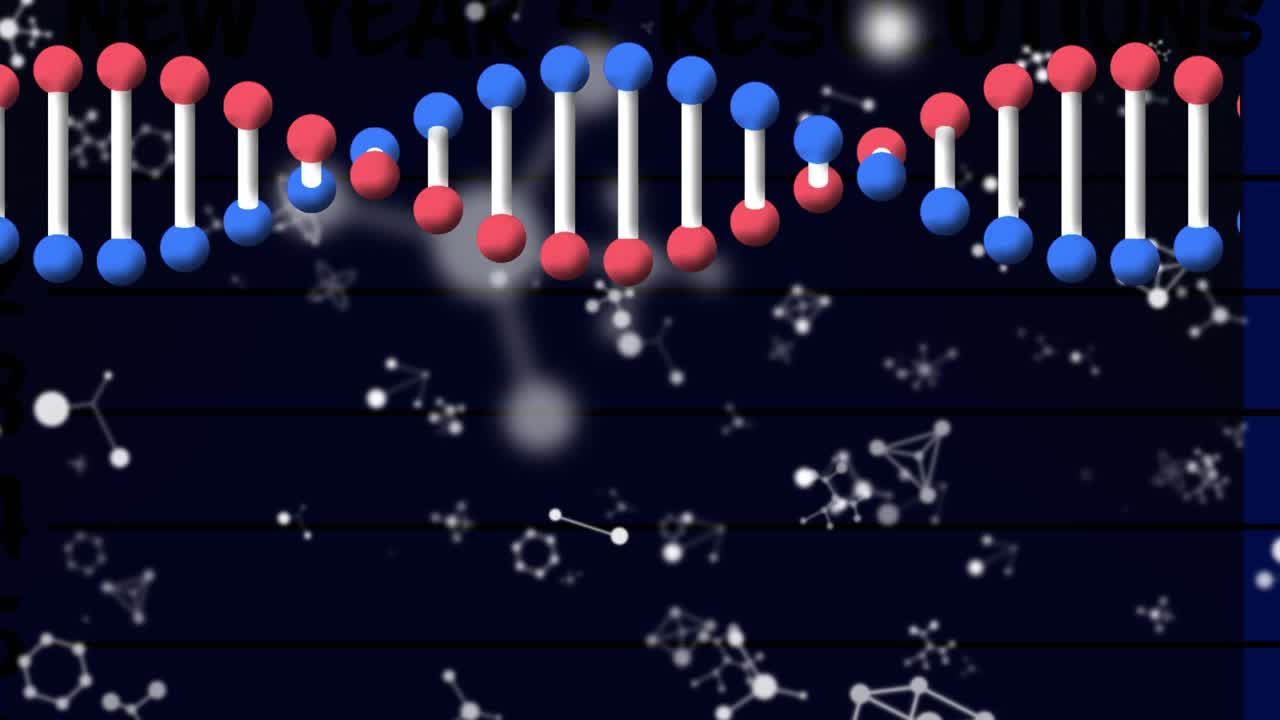 动画dna链在分子上的黑色背景视频素材