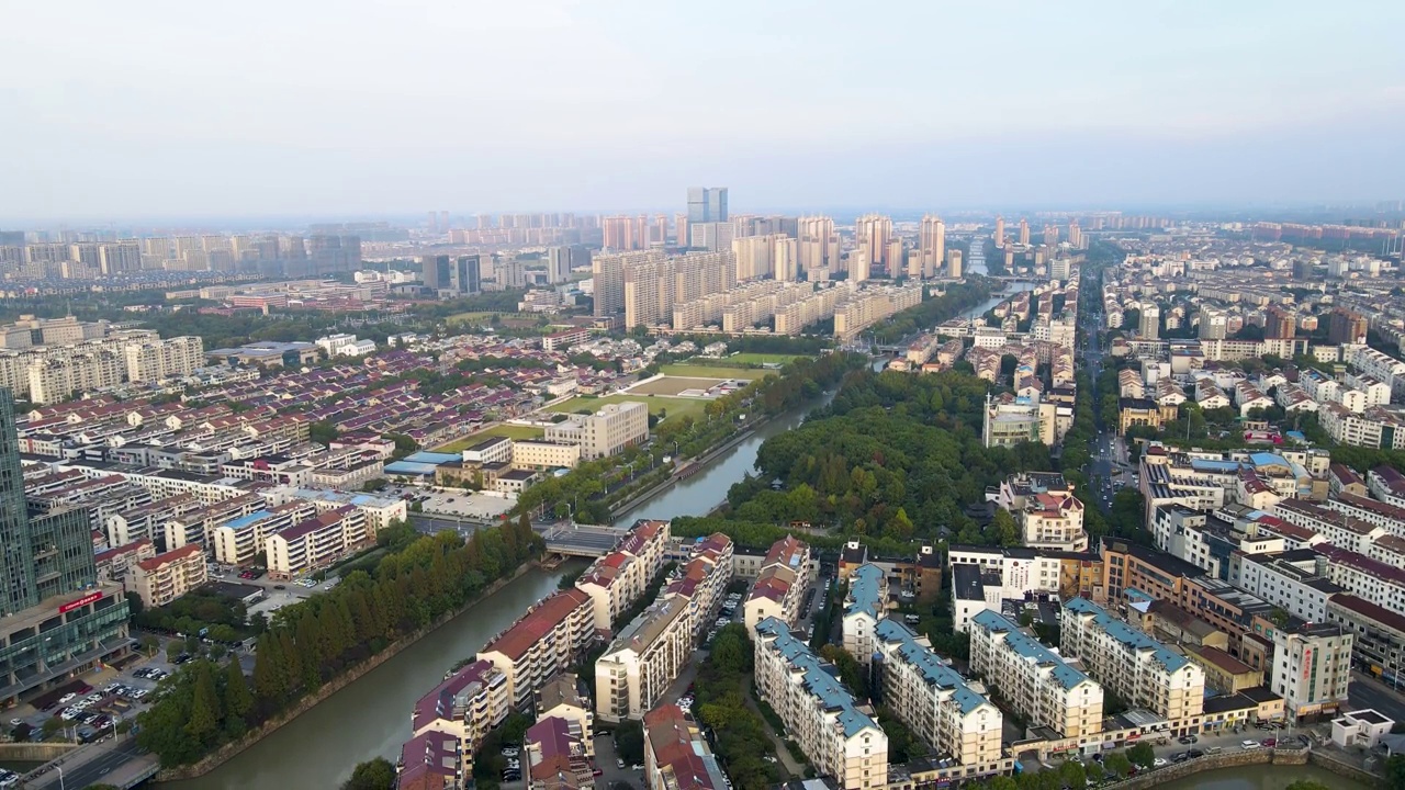 航拍张家港城市全景视频素材