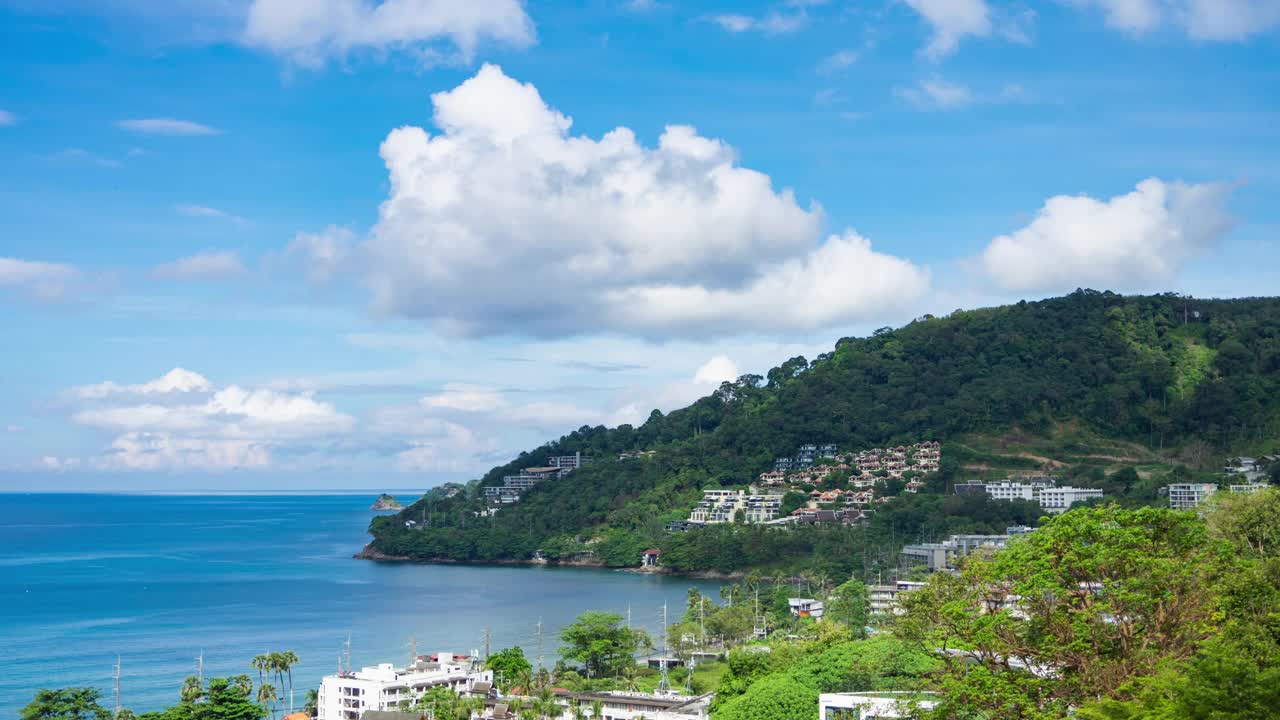 时间推移海景和山从阳台视频素材