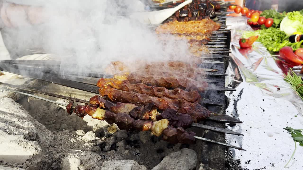 肉，食物，烤肉串视频素材