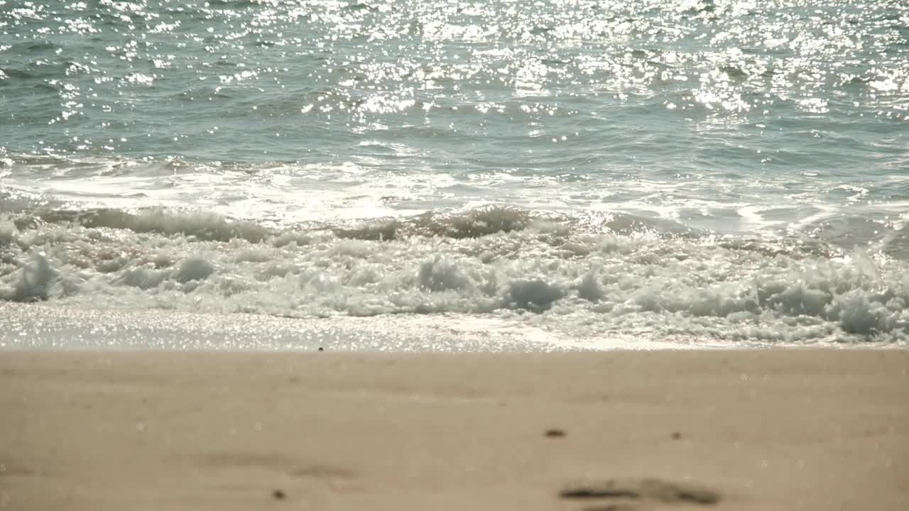 夏日沙滩上的海浪视频素材