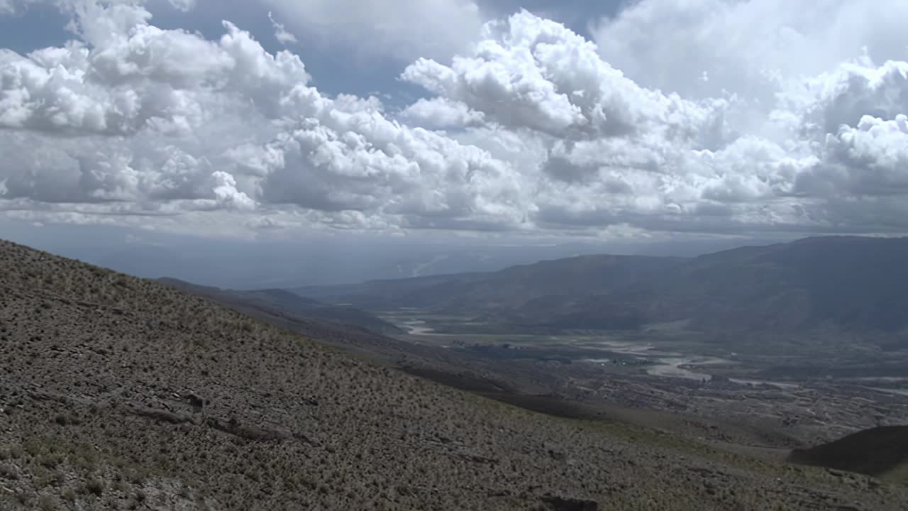 安第斯山脉附近的落基山脉，在Las Cuevas, Catamarca省，阿根廷，南美洲。视频素材