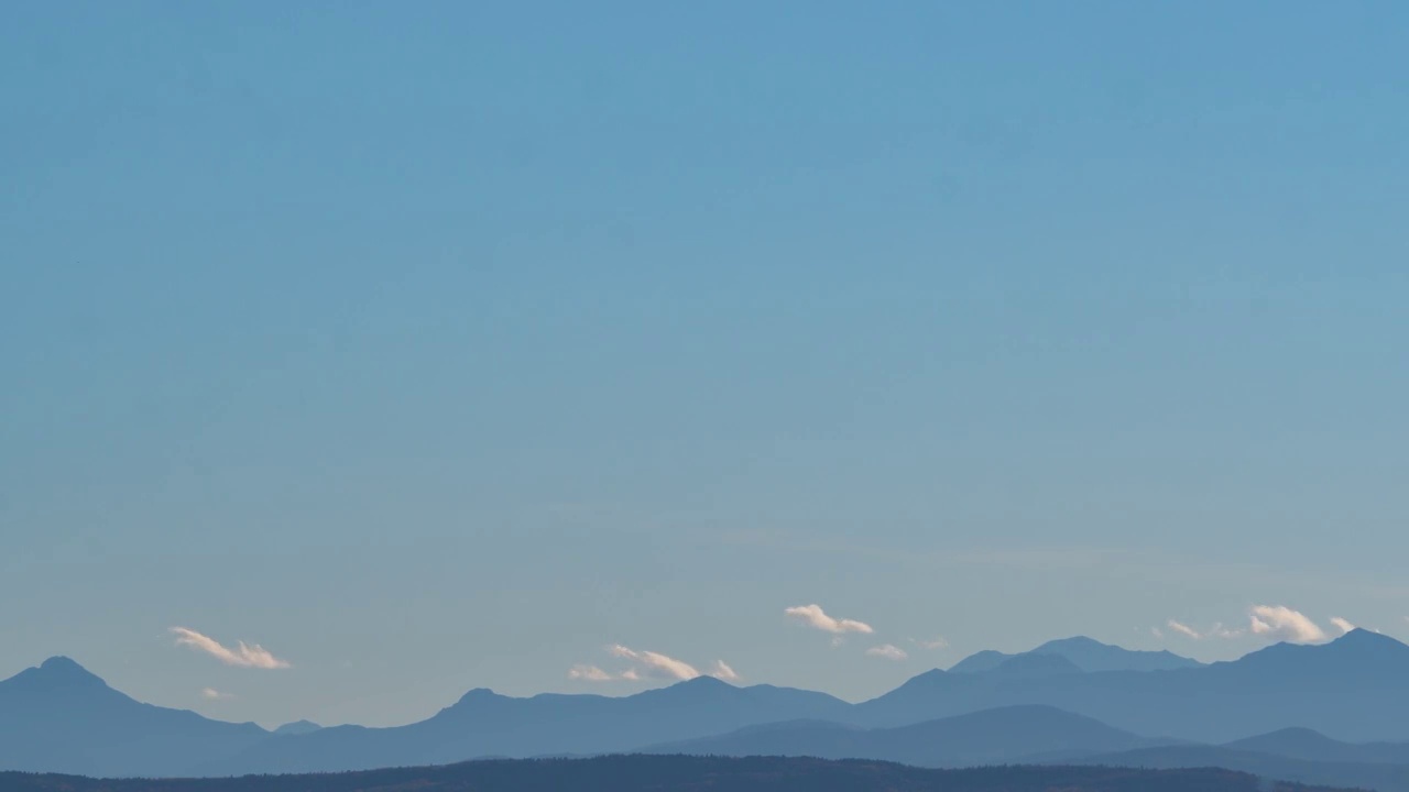 蔚蓝的晴空，天的时间推移，美丽的风景，岩山的层次。去多雪的国家旅行。雪山和天空的全景。山顶积雪覆盖。冬季日出时间视频素材