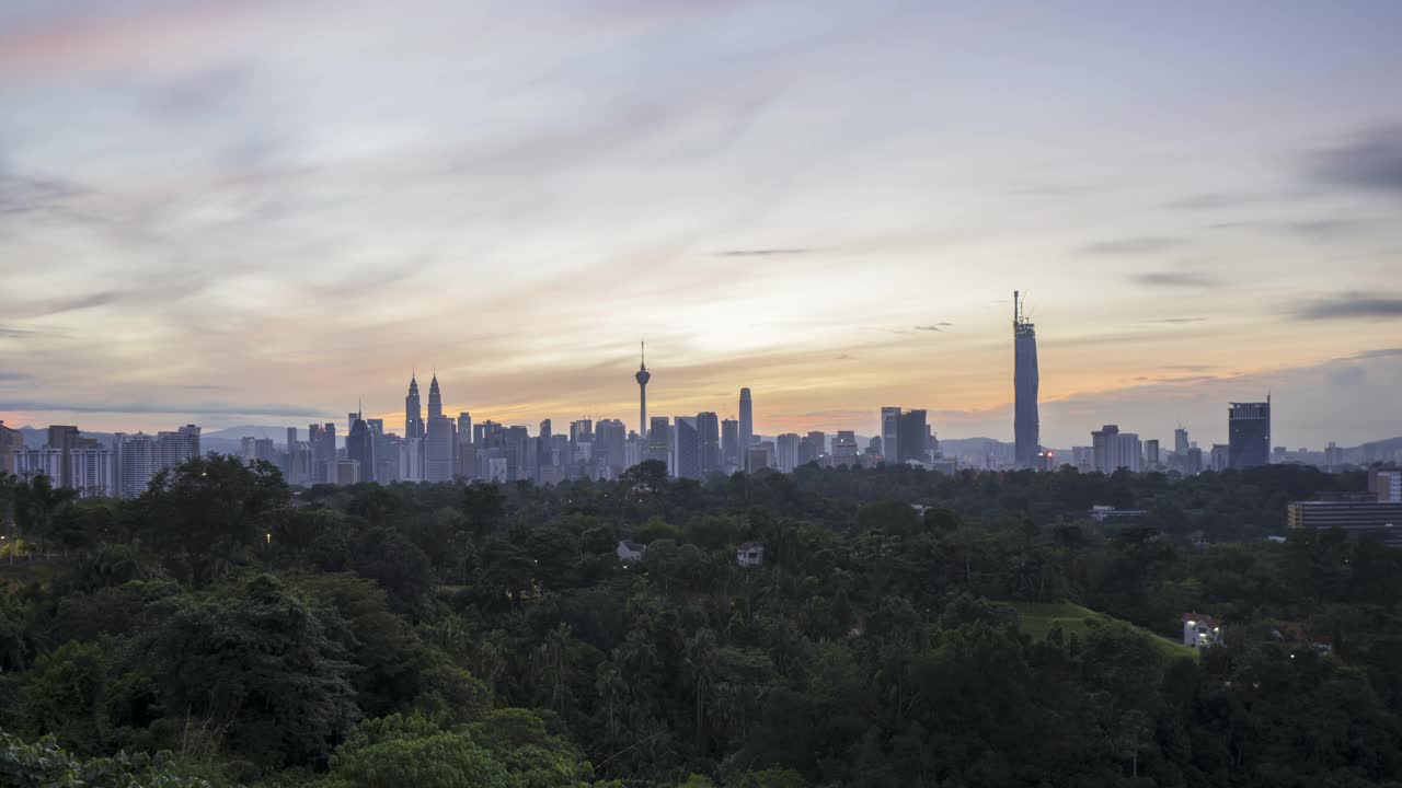 吉隆坡城市天际线的日出时间流逝视频素材