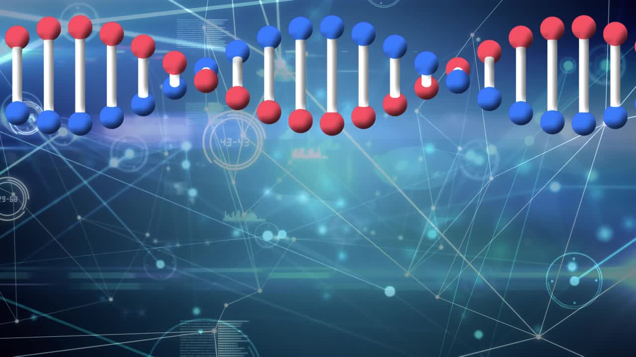动画dna链纺丝和连接网络视频素材