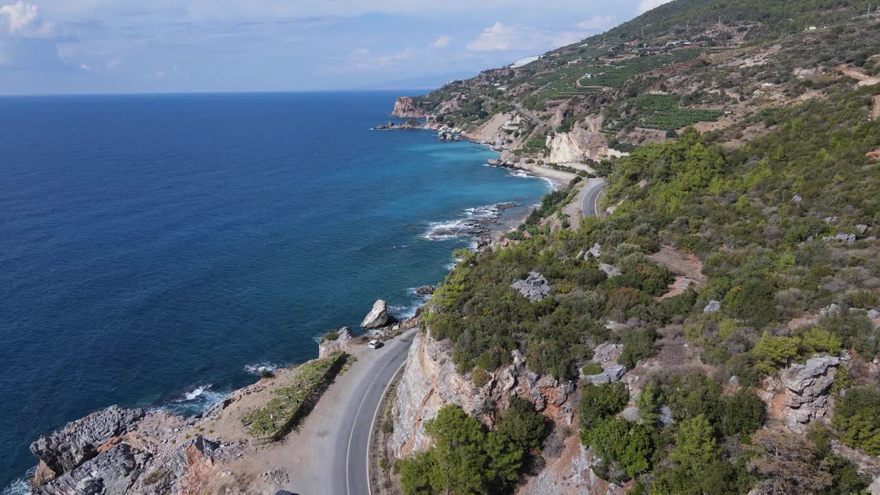 土耳其夏季地中海海岸的鸟瞰图视频素材