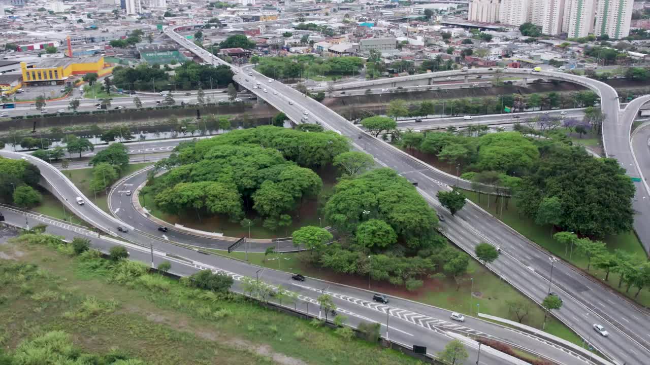 鸟瞰图Tatuapé地区在São Paulo，巴西。在主干道附近，靠近地铁站。视频素材