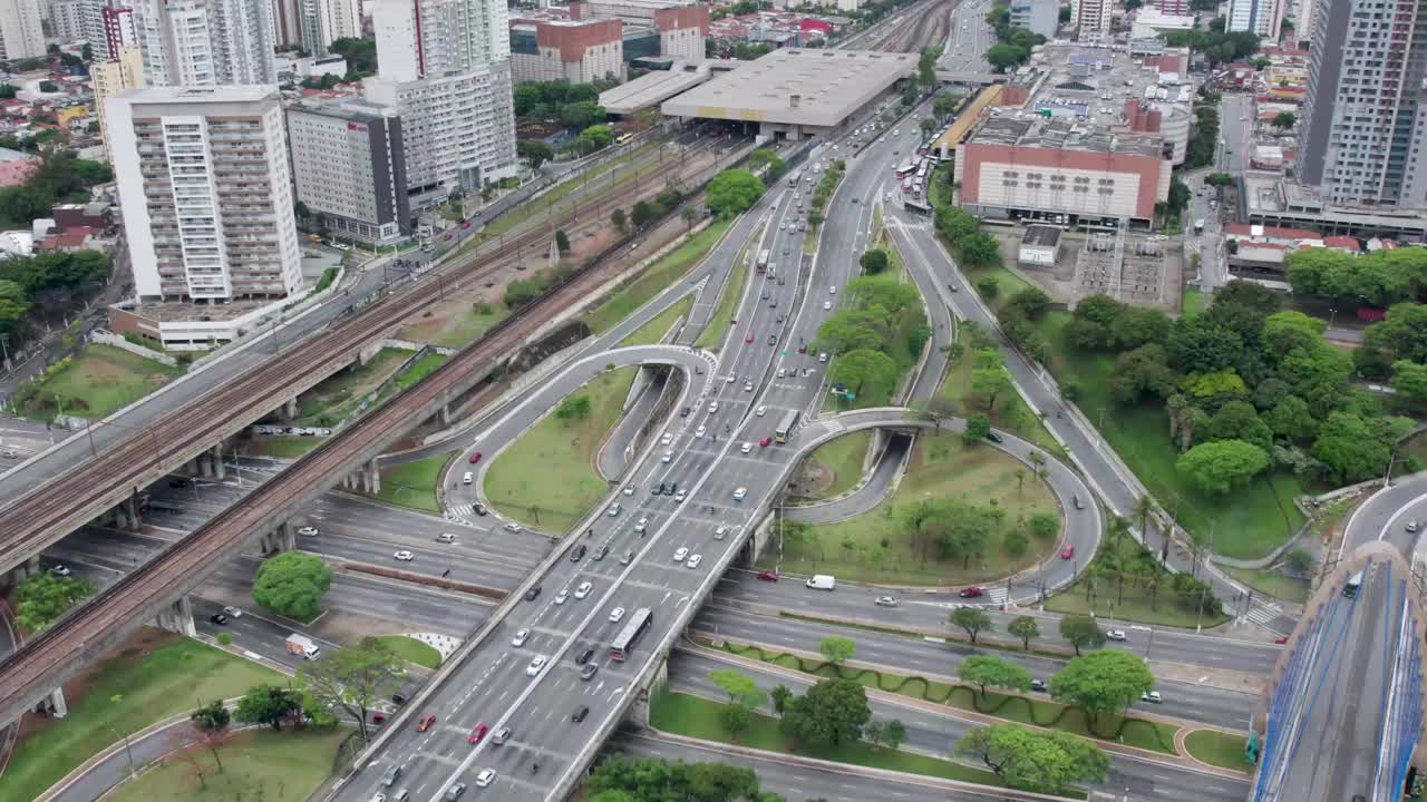 鸟瞰图Tatuapé地区在São Paulo，巴西。在主干道附近，靠近地铁站。视频素材