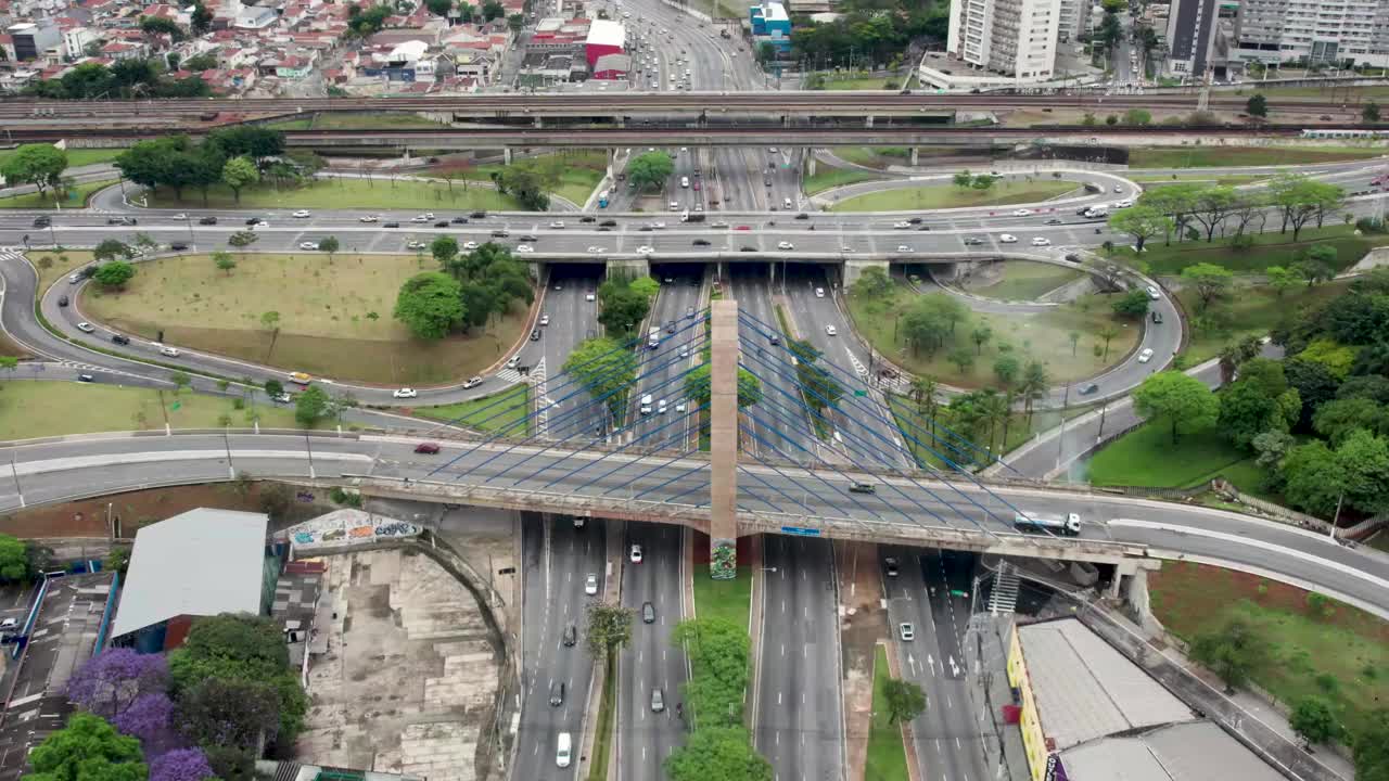 鸟瞰图Tatuapé地区在São Paulo，巴西。在主干道附近，靠近地铁站。视频素材