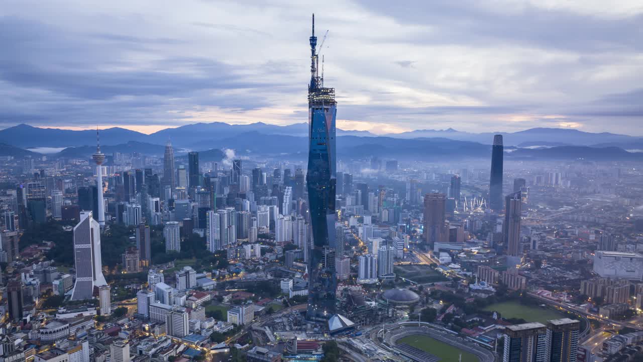 无人机拍摄吉隆坡城市天际线视频素材