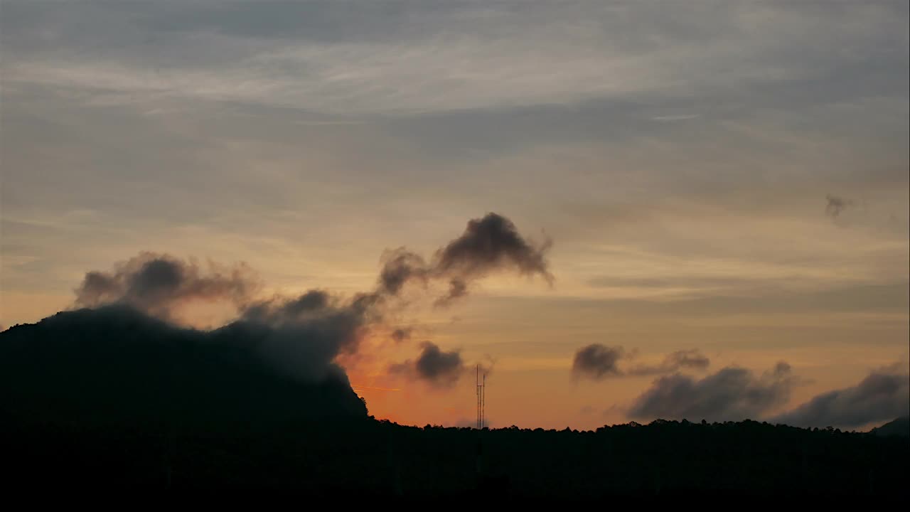 绚丽多彩的天空与云在日落。以太阳为背景的天空视频素材