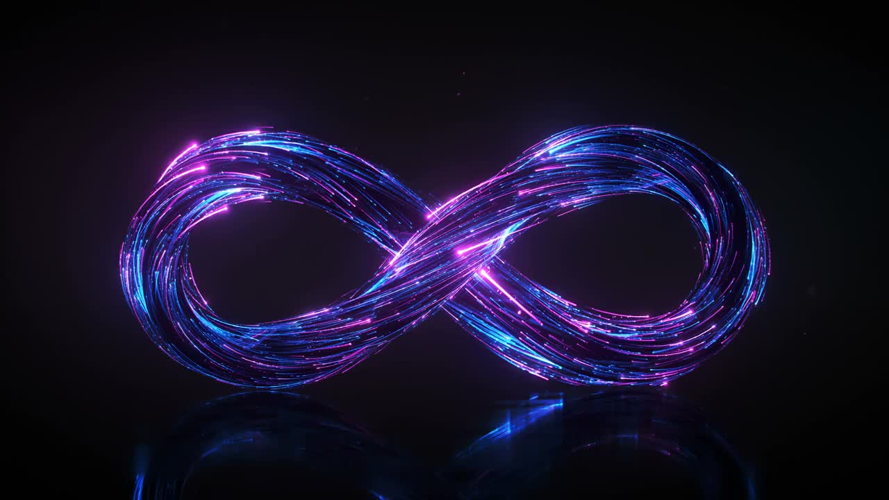 Neon infinity sign 3D渲染无缝循环动画视频素材