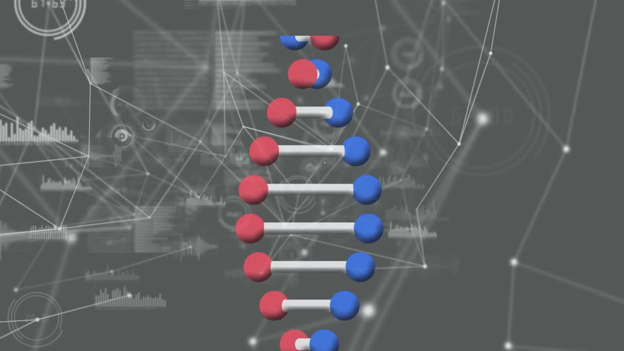 动画时钟，dna链和连接网络视频素材