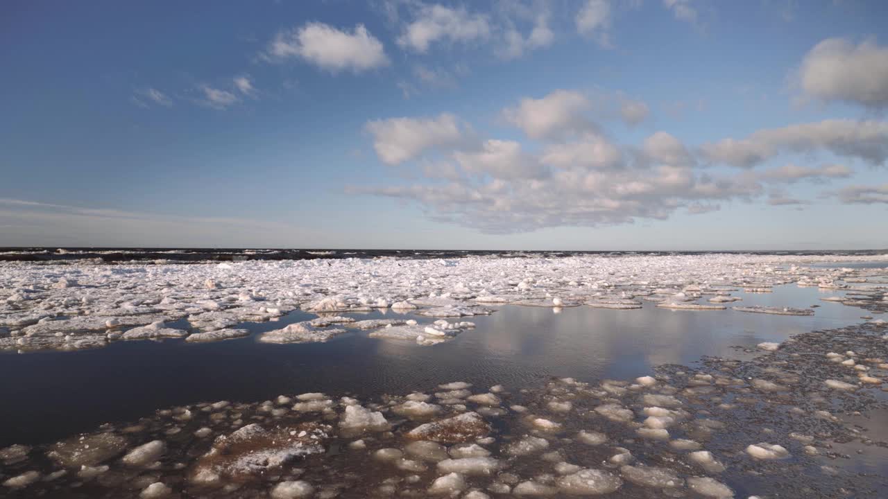 春天波罗的海沿岸的冰视频素材