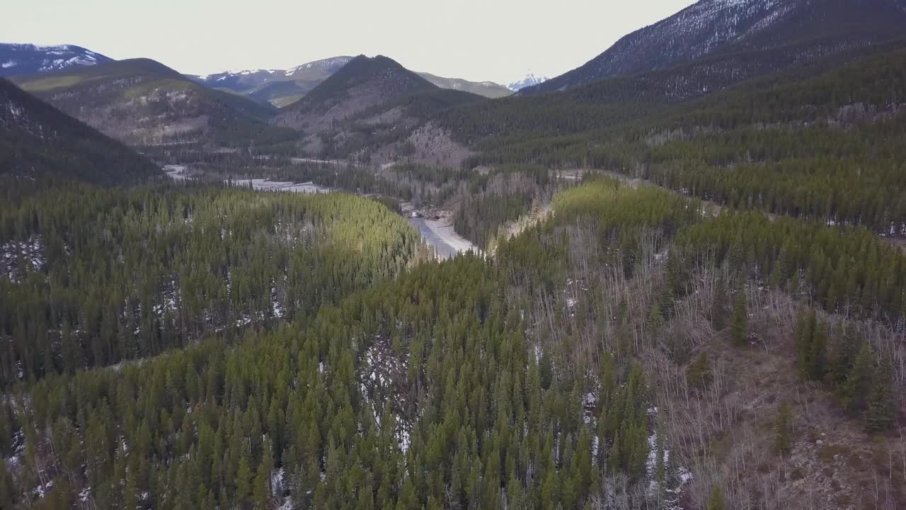 位于加拿大落基山脉的肘河峡谷视频素材