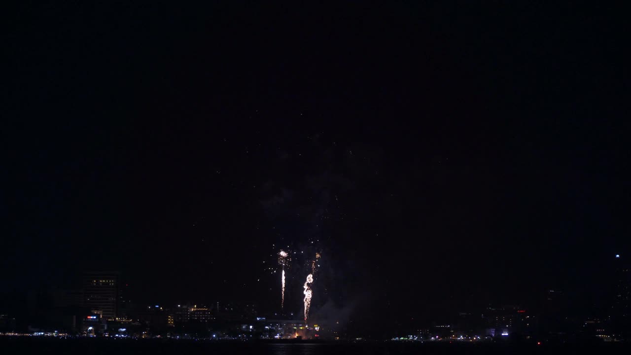 4K五彩缤纷的节日烟花夜空背景视频素材