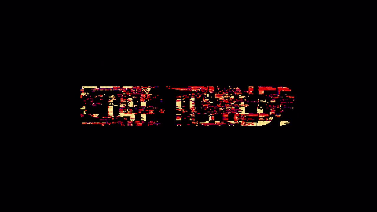 4K Glitch word of Stay tune Title 3D Illustration isolated using alpha channel快速时间Prores 4444编码。红色发光照明的glitch停留调谐循环动画概念在黑色创意背景视频素材