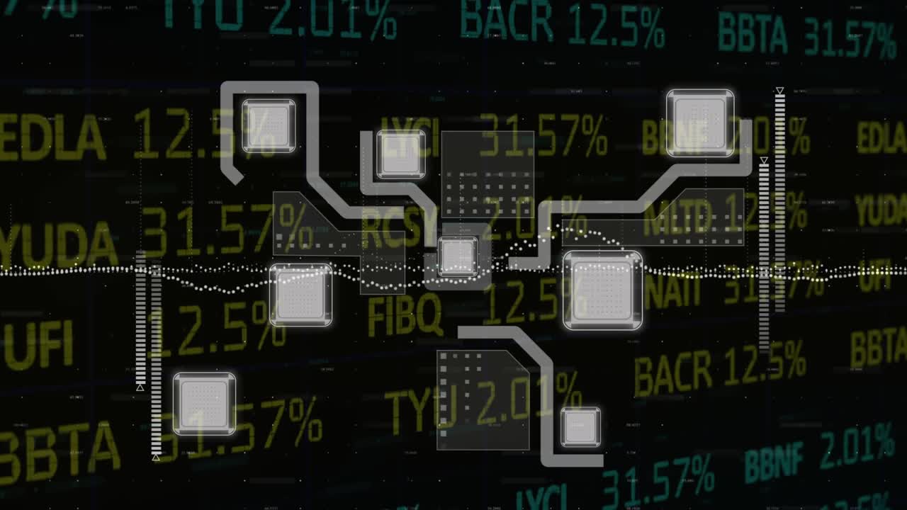 连接网络的动画在全球金融数据处理视频素材