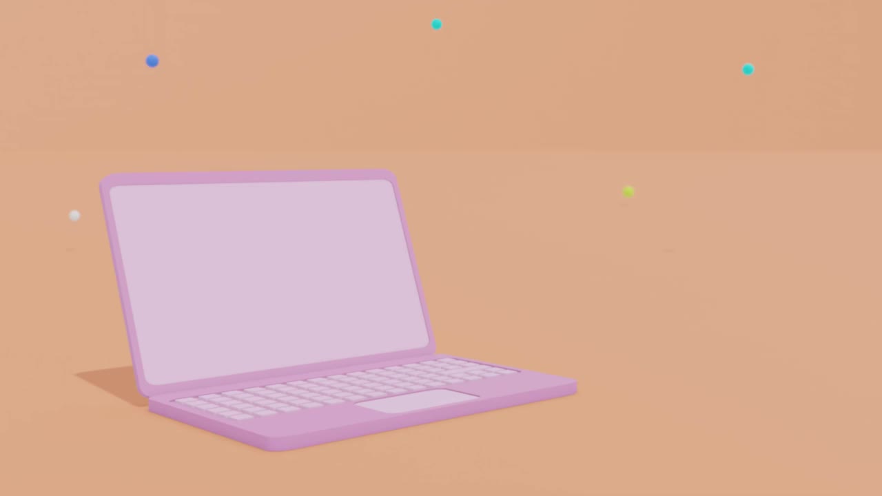 最小粉色笔记本电脑黑屏模型3D渲染视频下载