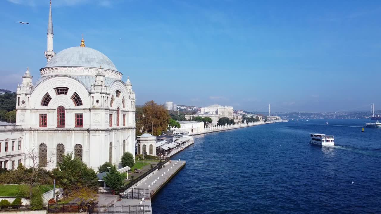 Dolmabahce清真寺鸟瞰图视频素材