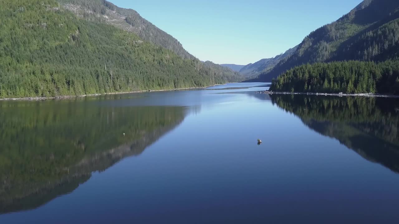 如玻璃般光滑的山湖表面视频素材