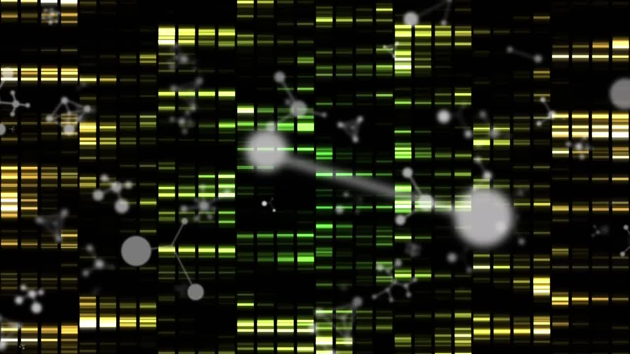 动画云与图标上方移动的列和分子视频素材