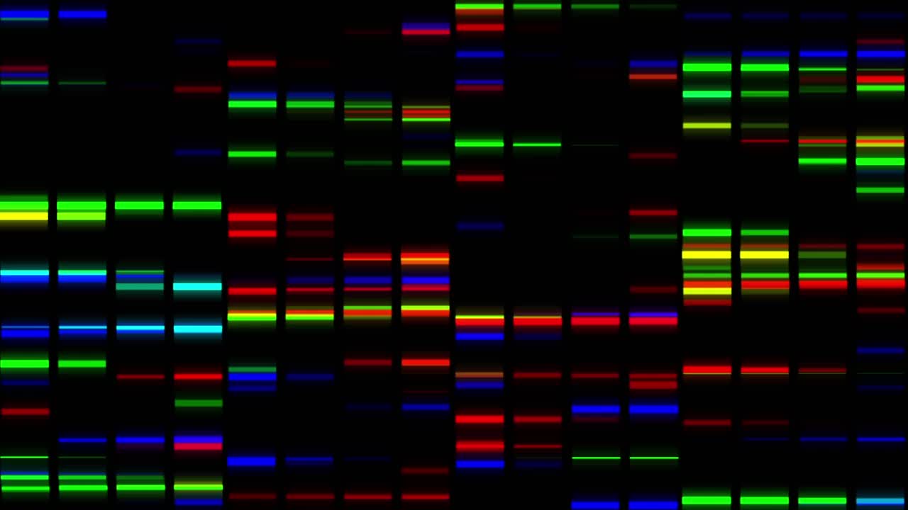 动画的dna链在移动的柱视频素材