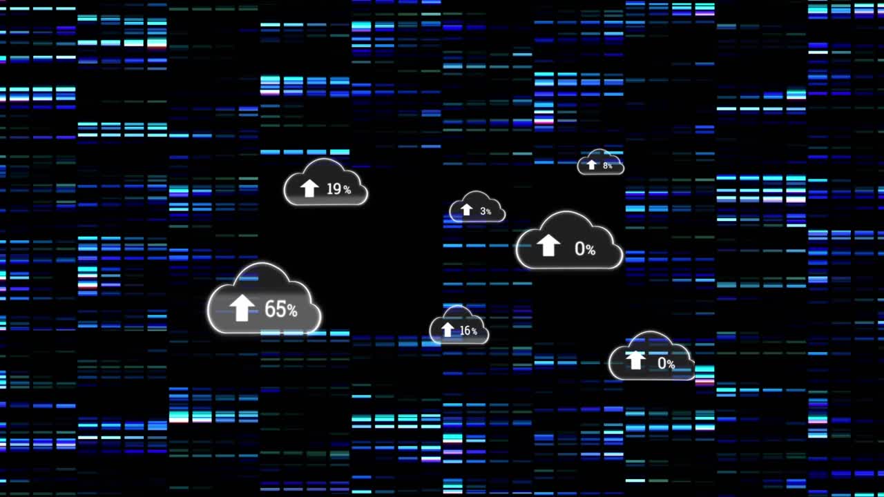 动画云与不断增长的数量移动列视频素材