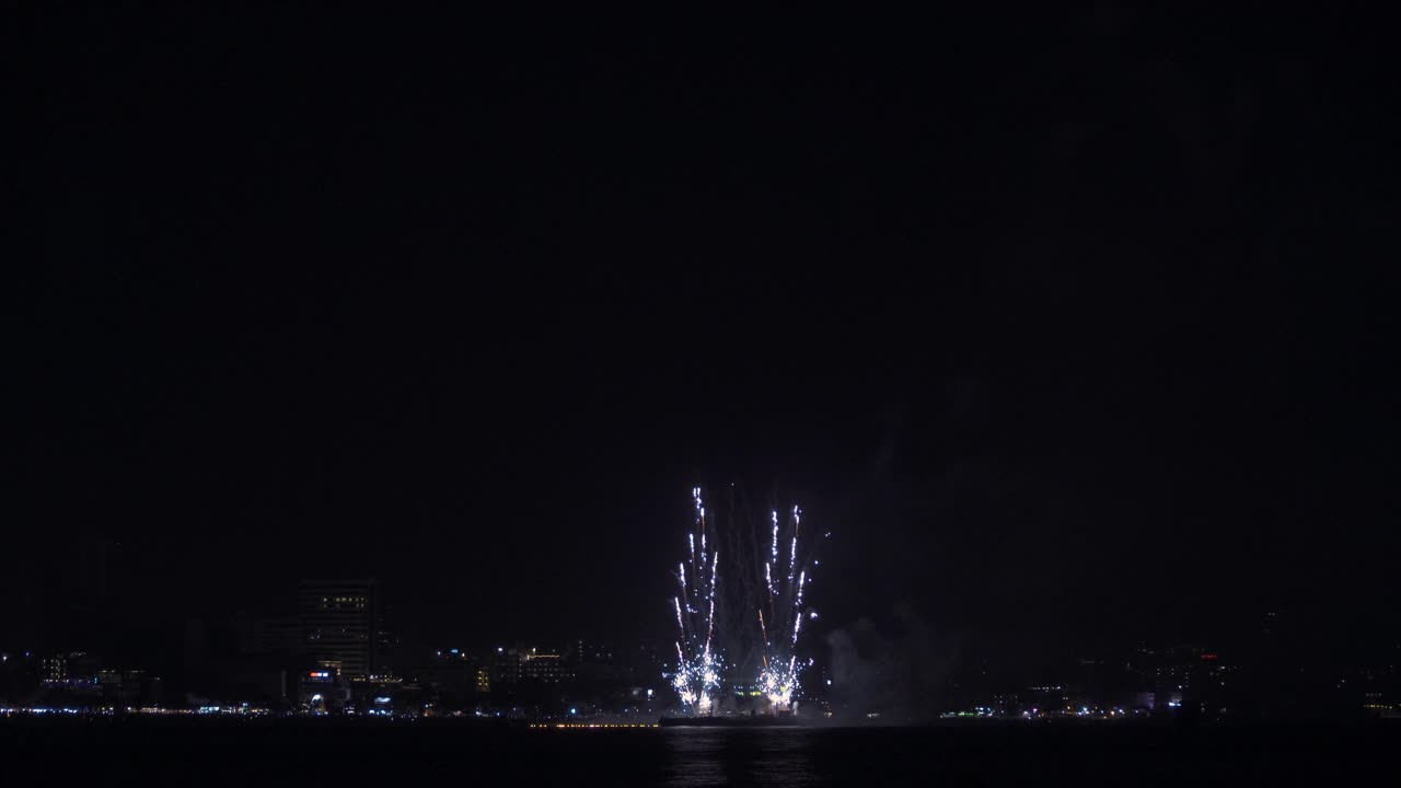 4K五彩缤纷的节日烟花夜空背景视频素材