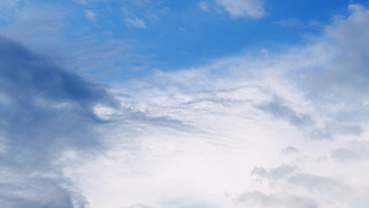 蔚蓝的天空，夏日的云景。翻滚的白云在移动视频素材