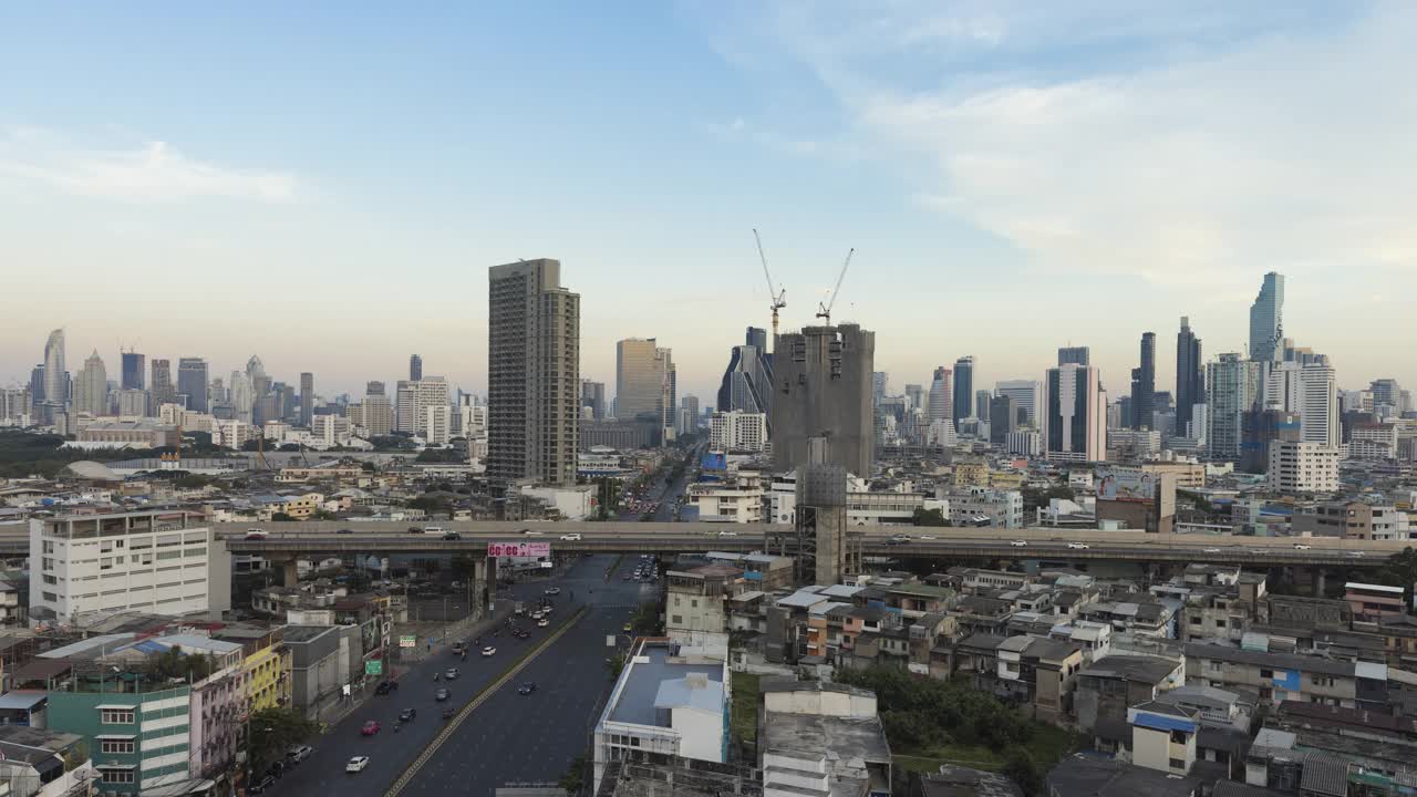 时间流逝到泰国曼谷城的黄昏鸟瞰图视频素材