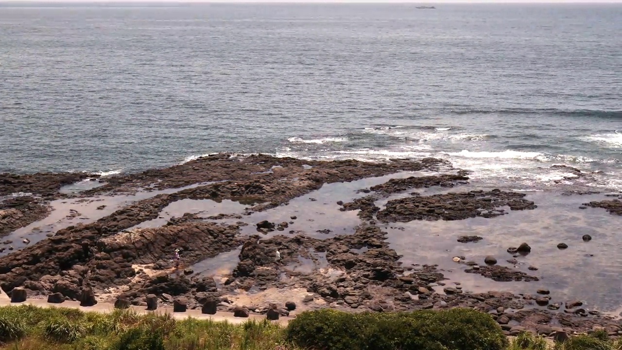 海水退去的海岸风景/济州岛，韩国视频素材