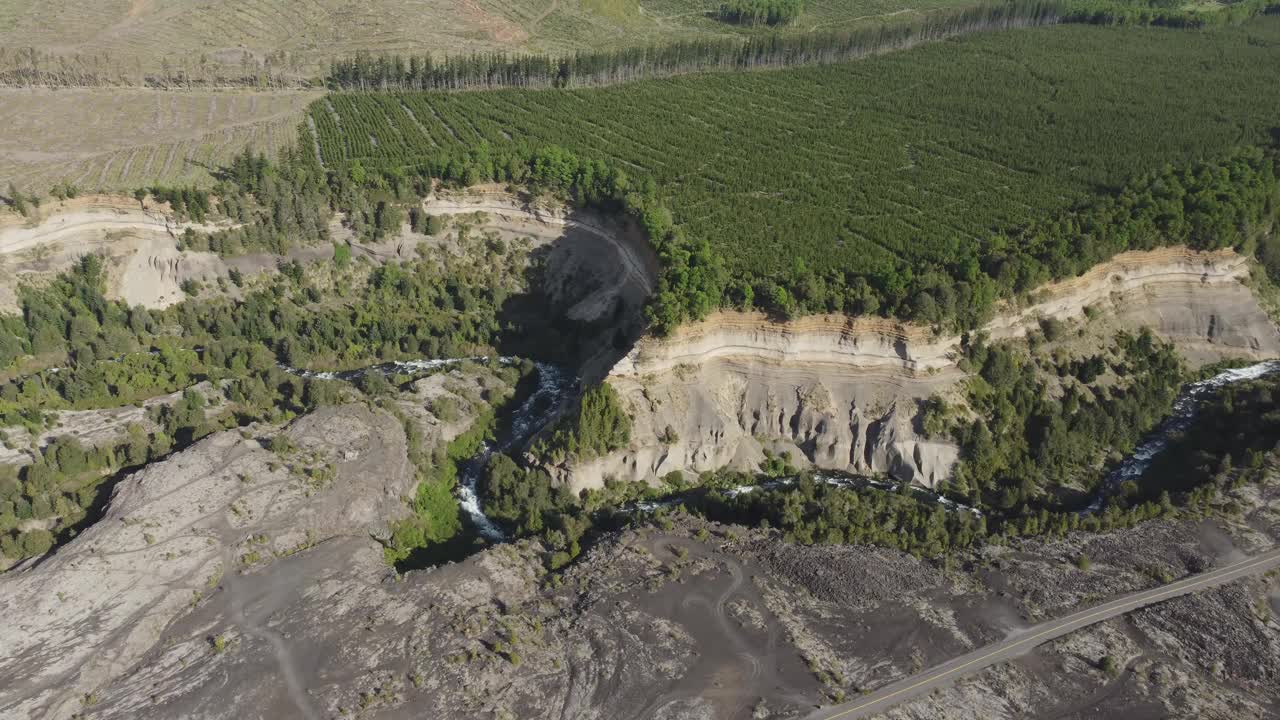 峡谷在Conguillio国家公园视频素材