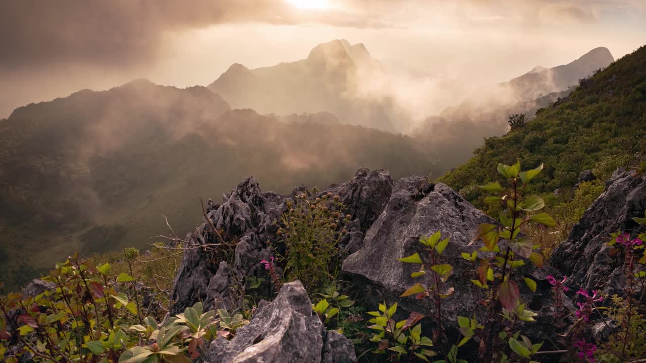 杜琅清岛区有晨雾，是泰国清迈著名的旅游景点视频素材