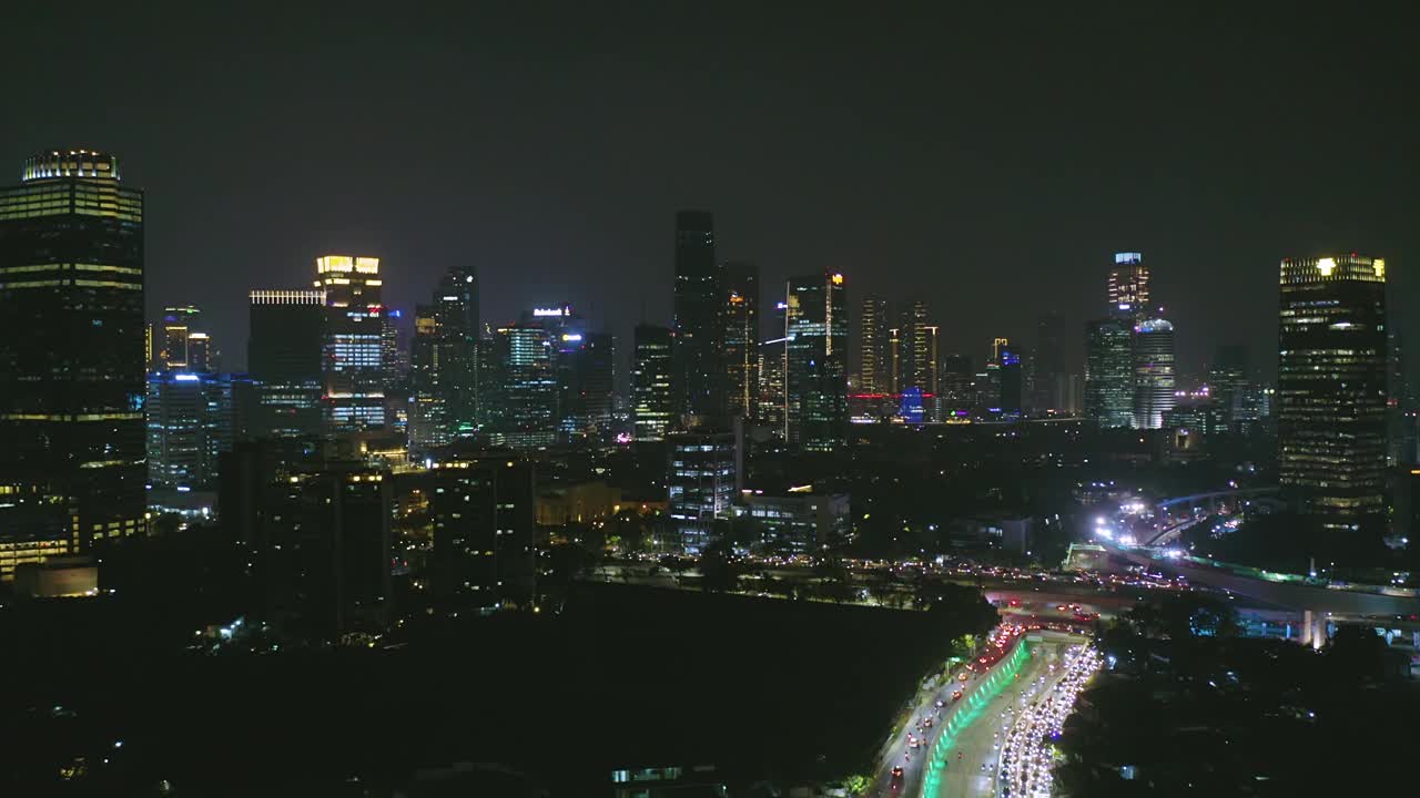 美丽的空中夜景现代城市视频素材